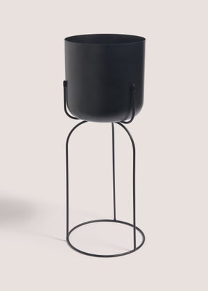 Black Medium Round Metal Planter Black Medium Round Metal Planter