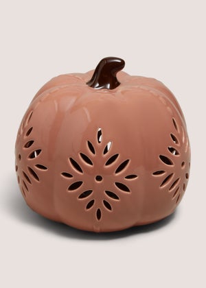 Peach Filigree LED Pumpkin Ornament
