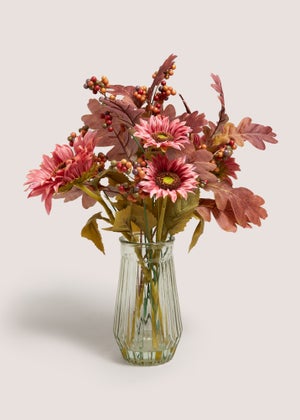 Pink Sunflowers Clear Vase
