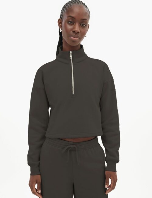Vega Funnel Neck Half Zip Crop Sweatshirt