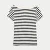 Cotton Rich Ribbed Slash Neck T-Shirt