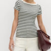Cotton Rich Ribbed Slash Neck T-Shirt