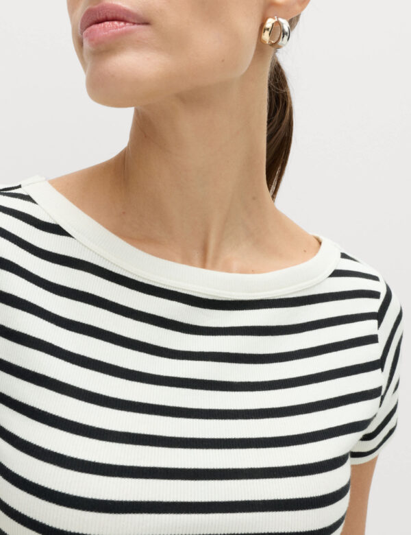 Cotton Rich Ribbed Slash Neck T-Shirt