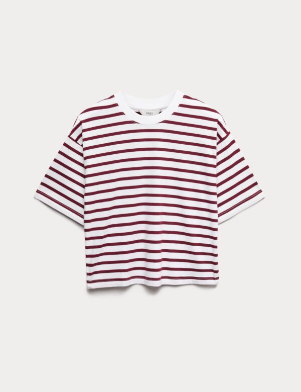 Pure Cotton Relaxed Striped Boxy T-Shirt