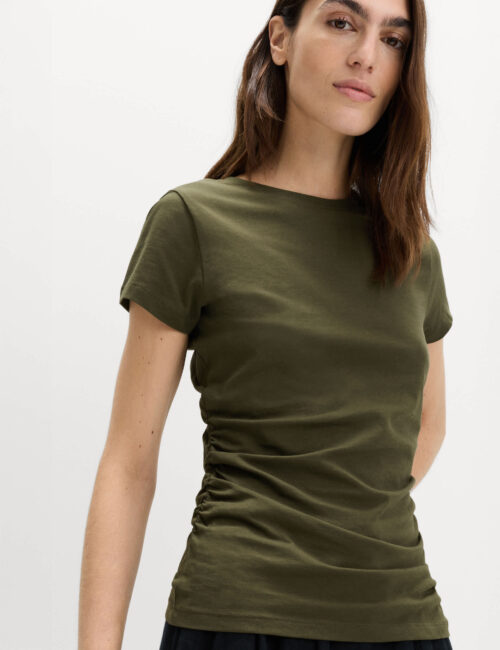 Pure Cotton Slim Fit Ruched T-Shirt