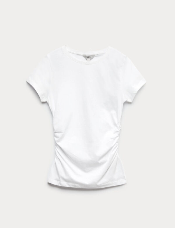 Pure Cotton Slim Fit Ruched T-Shirt