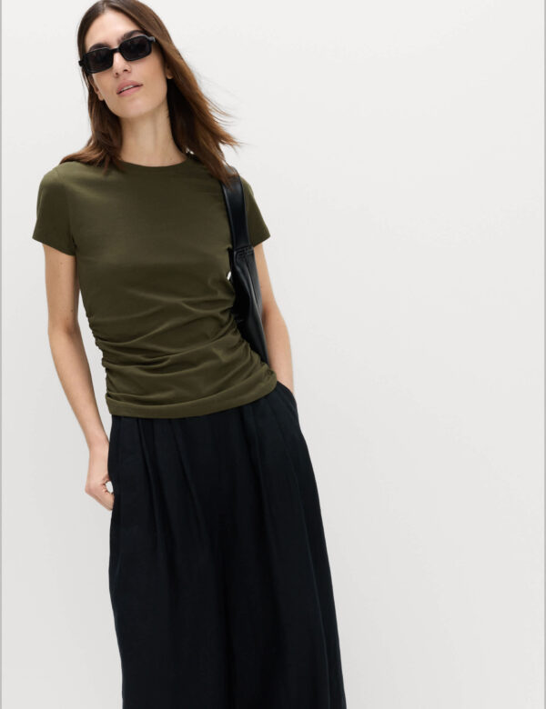 Pure Cotton Slim Fit Ruched T-Shirt