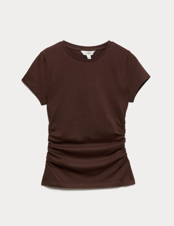 Pure Cotton Slim Fit Ruched T-Shirt